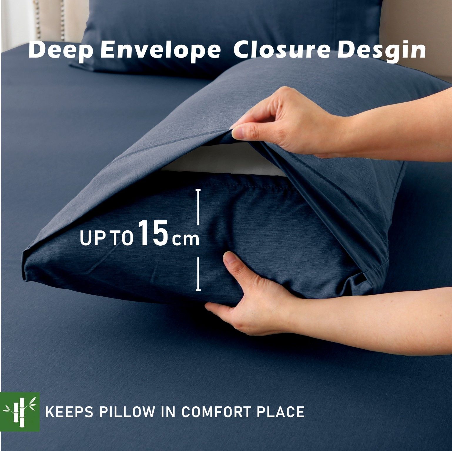3 Piece Hotel Bamboo Cooling Fitted Sheet Set & Pillowcase -Ultra Soft 2000TC view 4