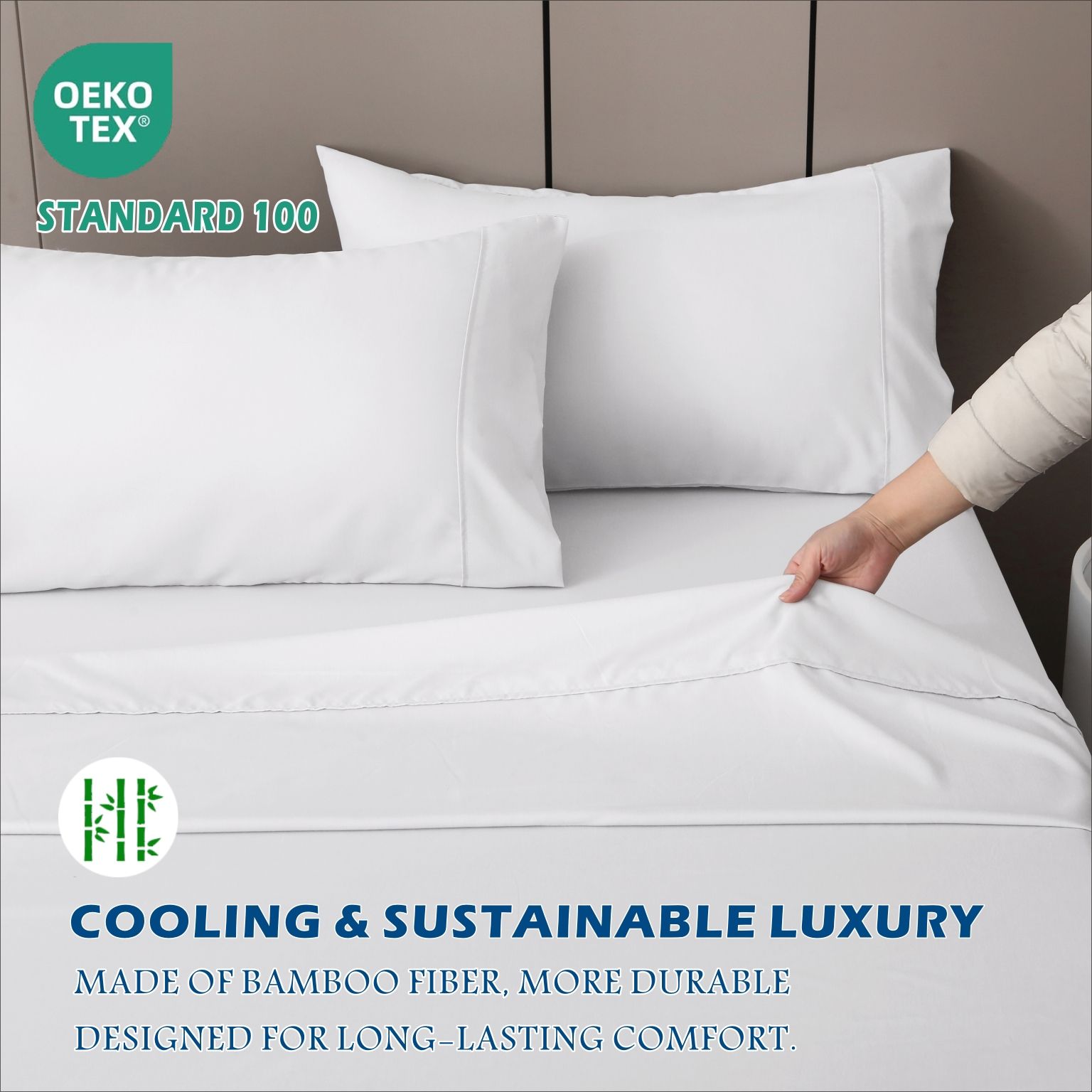 4 Piece Hotel Bamboo Cooling Sheet Set -Ultra Soft 2000TC Breathable Bed view 6