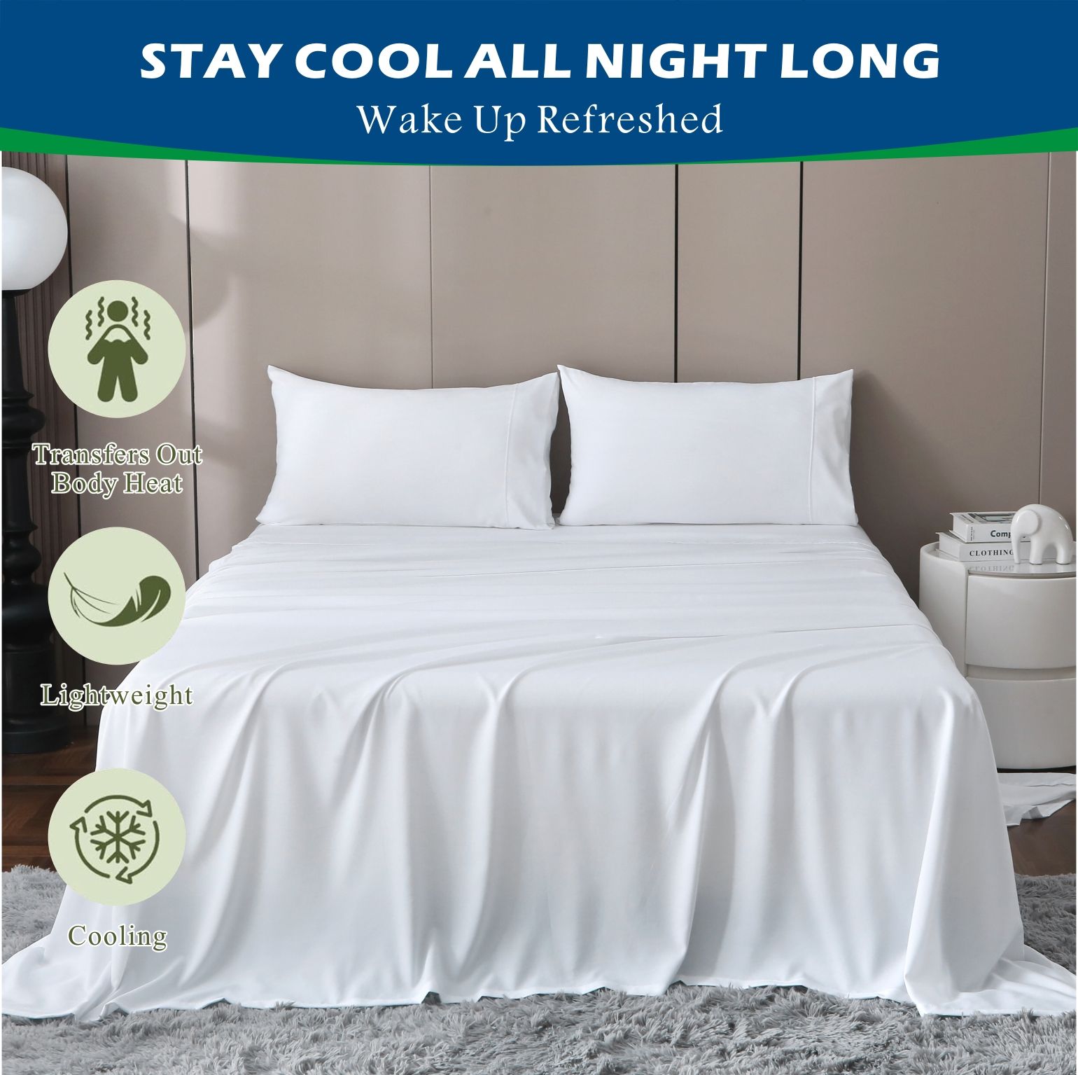 4 Piece Hotel Bamboo Cooling Sheet Set -Ultra Soft 2000TC Breathable Bed view 7