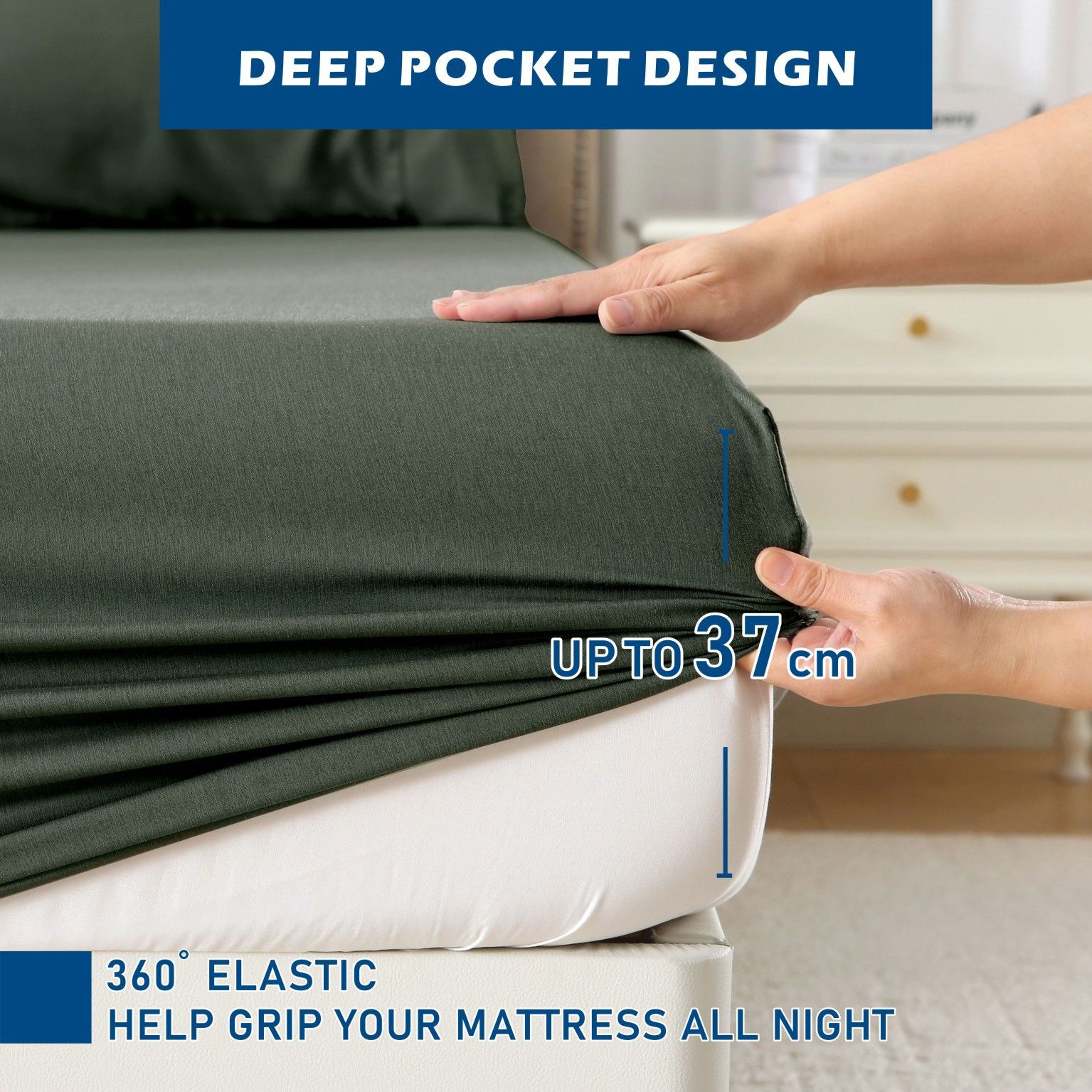 4 Piece Hotel Bamboo Cooling Sheet Set -Ultra Soft 2000TC Breathable Bed view 4