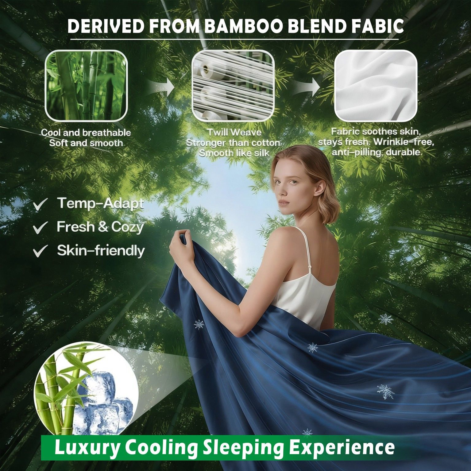 4 Piece Hotel Bamboo Cooling Sheet Set -Ultra Soft 2000TC Breathable Bed view 3
