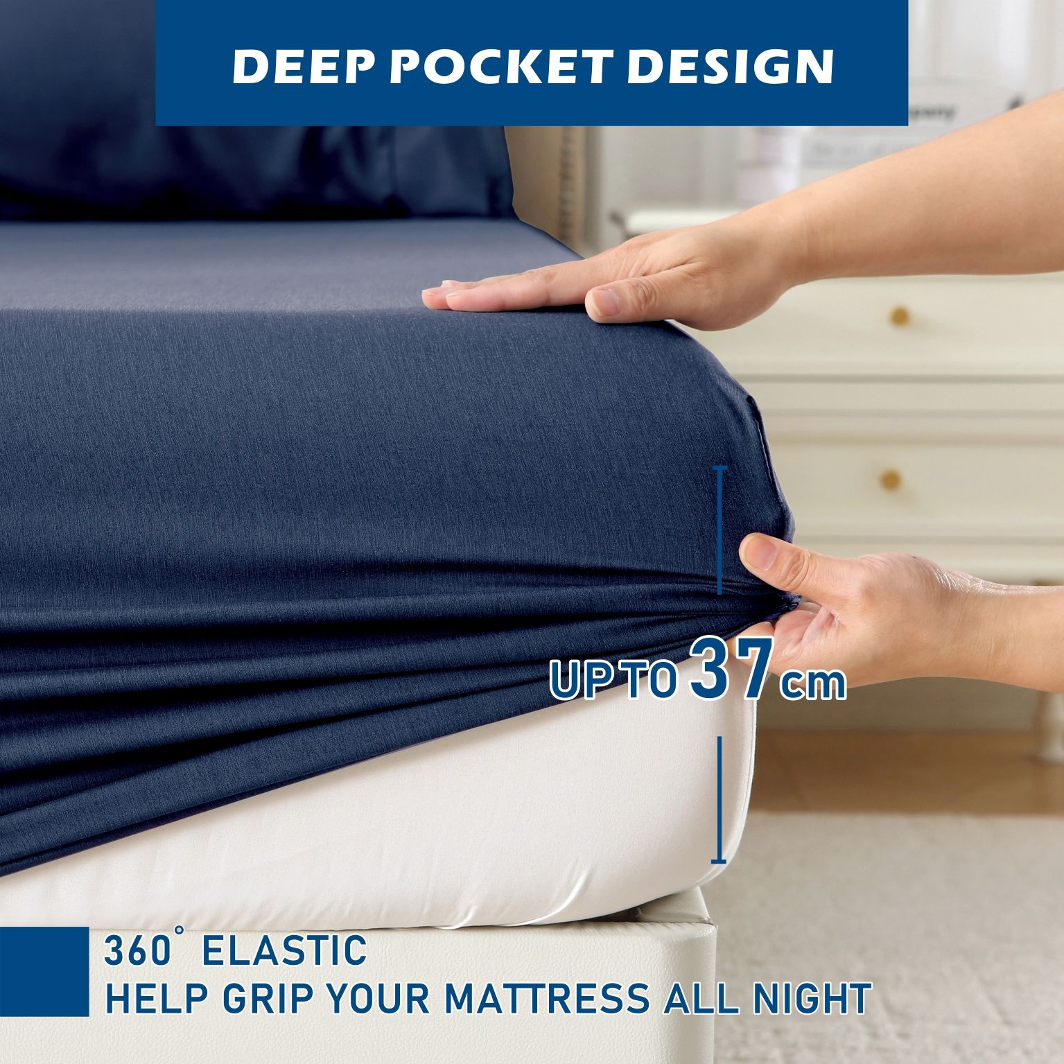 4 Piece Hotel Bamboo Cooling Sheet Set -Ultra Soft 2000TC Breathable Bed view 4