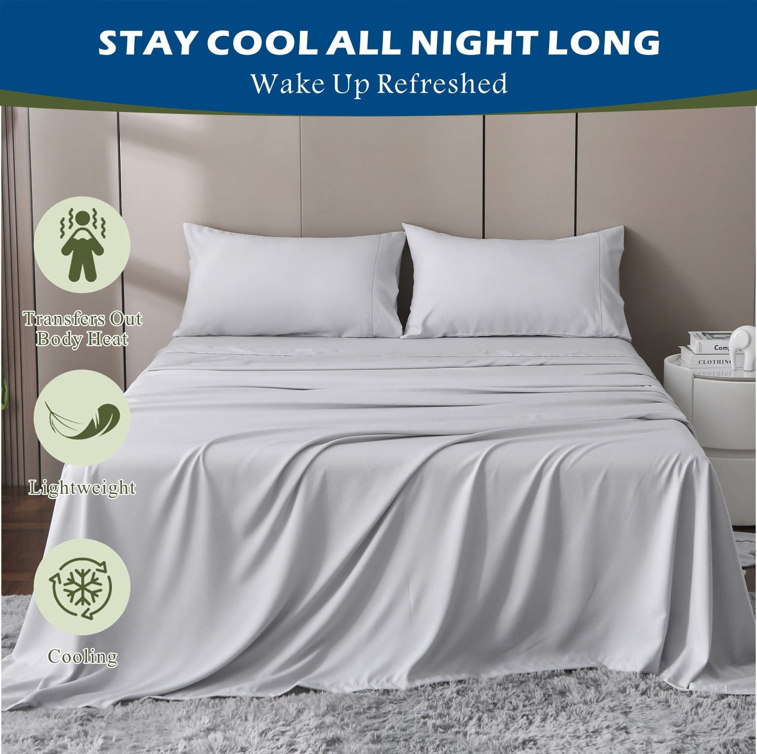 4 Piece Hotel Bamboo Cooling Sheet Set -Ultra Soft 2000TC Breathable Bed view 7