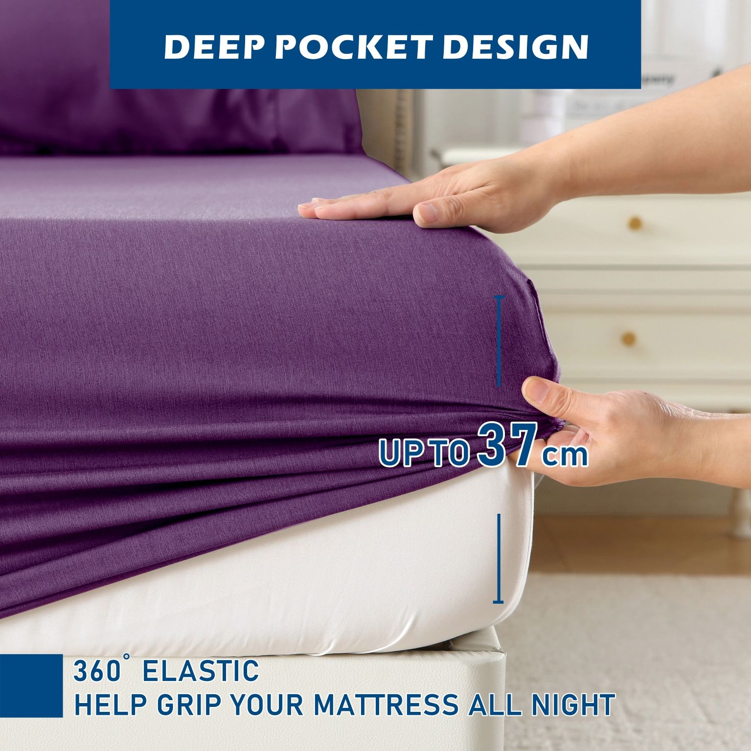 4 Piece Hotel Bamboo Cooling Sheet Set -Ultra Soft 2000TC Breathable Bed view 4