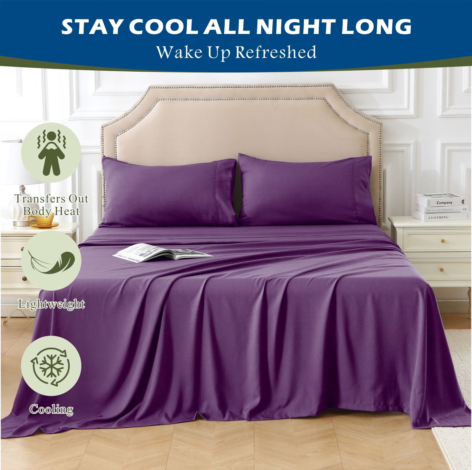 4 Piece Hotel Bamboo Cooling Sheet Set -Ultra Soft 2000TC Breathable Bed view 7