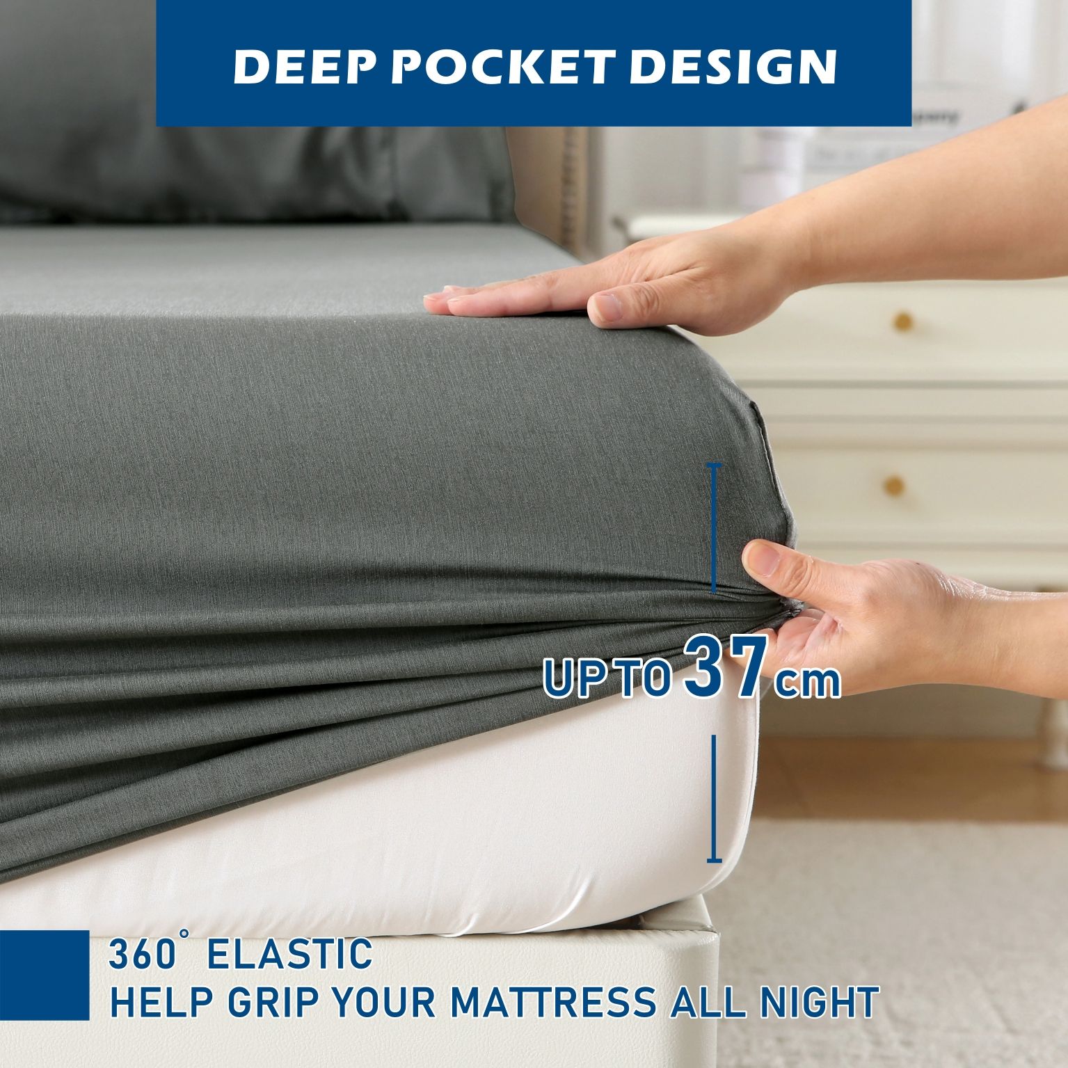 3 Piece Hotel Bamboo Cooling Sheet Set -Ultra Soft 2000TC Breathable Bed view 4