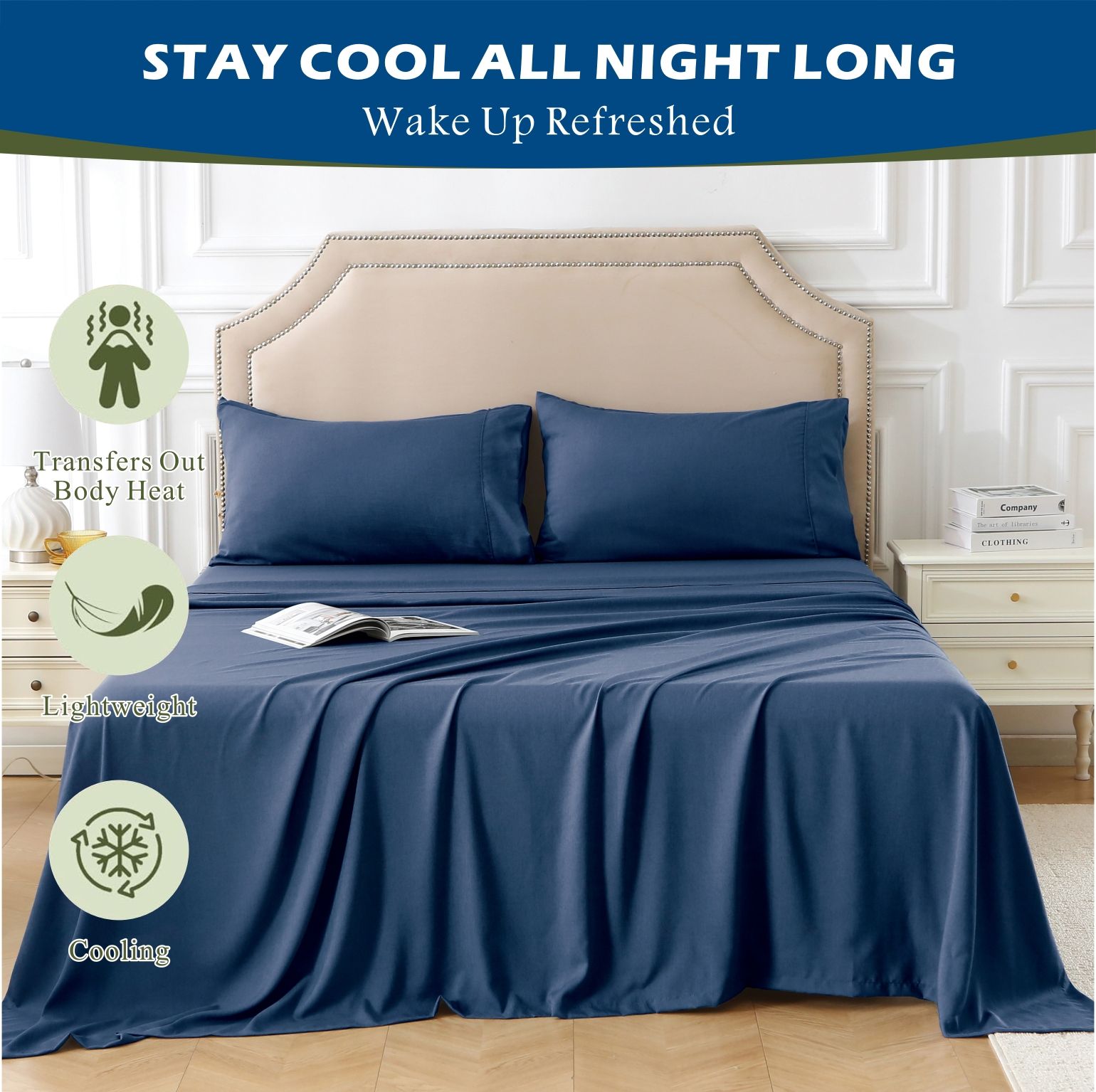 3 Piece Hotel Bamboo Cooling Sheet Set -Ultra Soft 2000TC Breathable Bed view 7