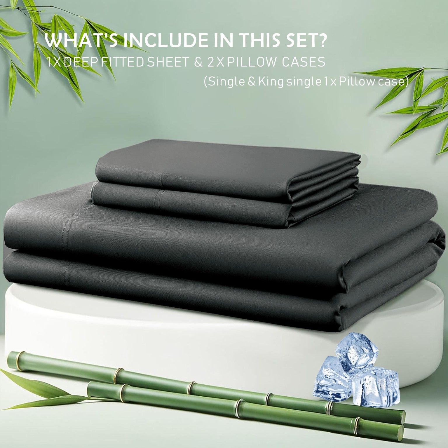 3 Piece Hotel Bamboo Cooling Fitted Sheet Set & Pillowcase -Ultra Soft 2000TC view 5