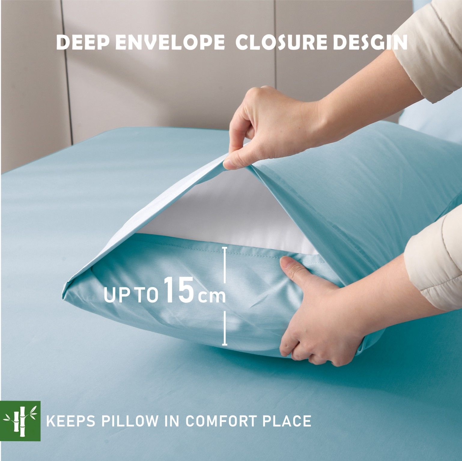 3 Piece Hotel Bamboo Cooling Fitted Sheet Set & Pillowcase -Ultra Soft 2000TC view 5