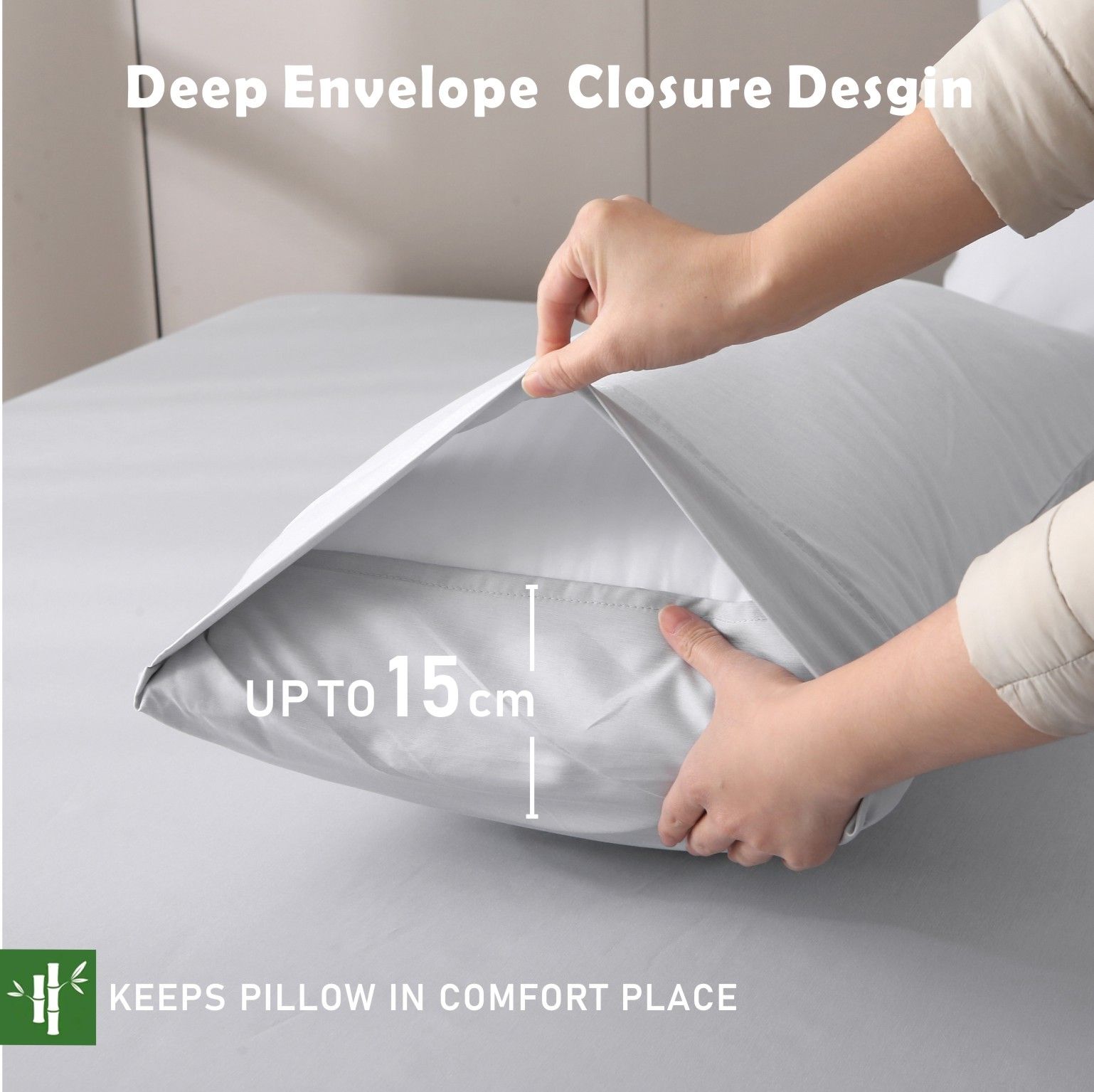 3 Piece Hotel Bamboo Cooling Fitted Sheet Set & Pillowcase -Ultra Soft 2000TC view 4