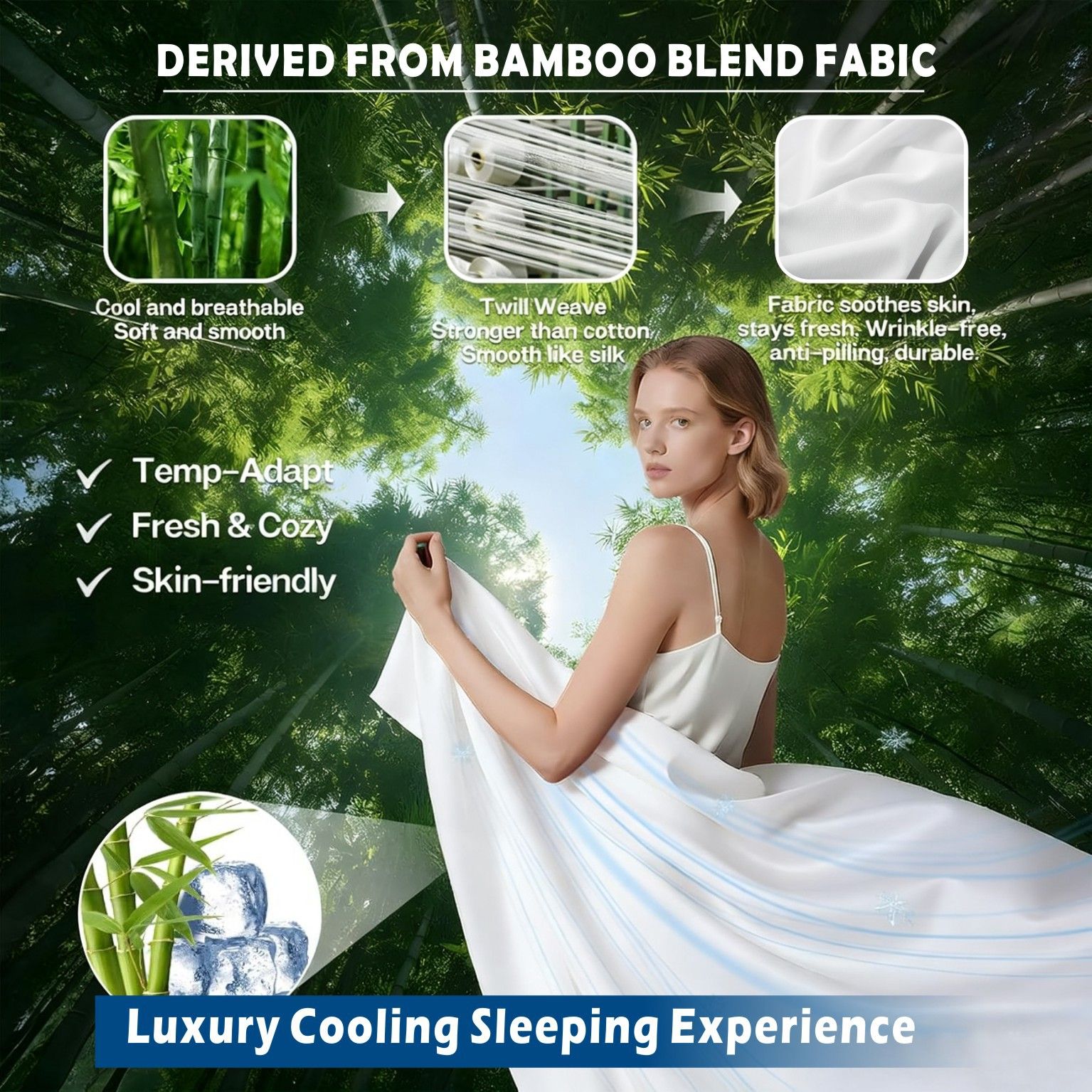 4 Piece Hotel Bamboo Cooling Sheet Set -Ultra Soft 2000TC Breathable Bed view 3
