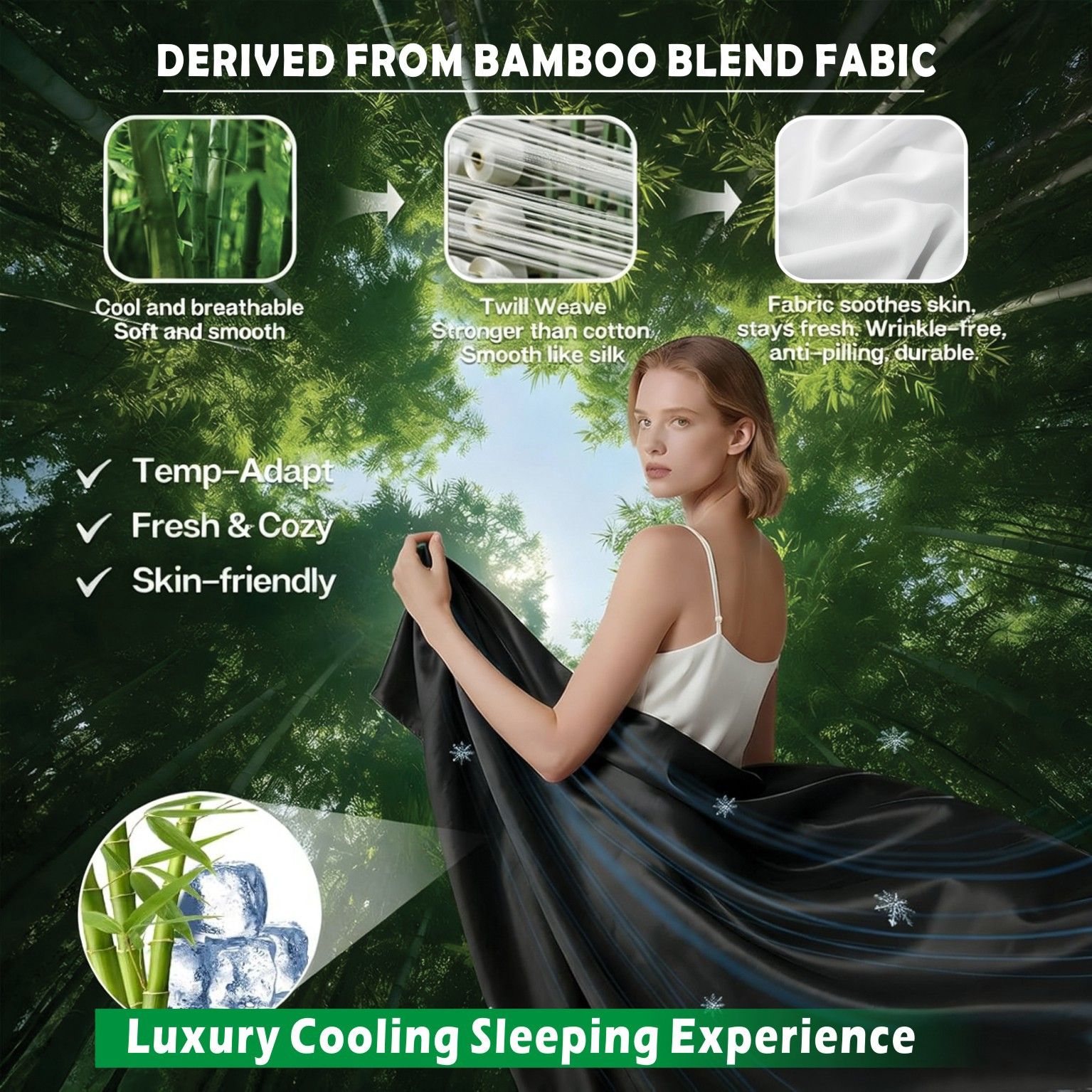 4 Piece Hotel Bamboo Cooling Sheet Set -Ultra Soft 2000TC Breathable Bed view 3