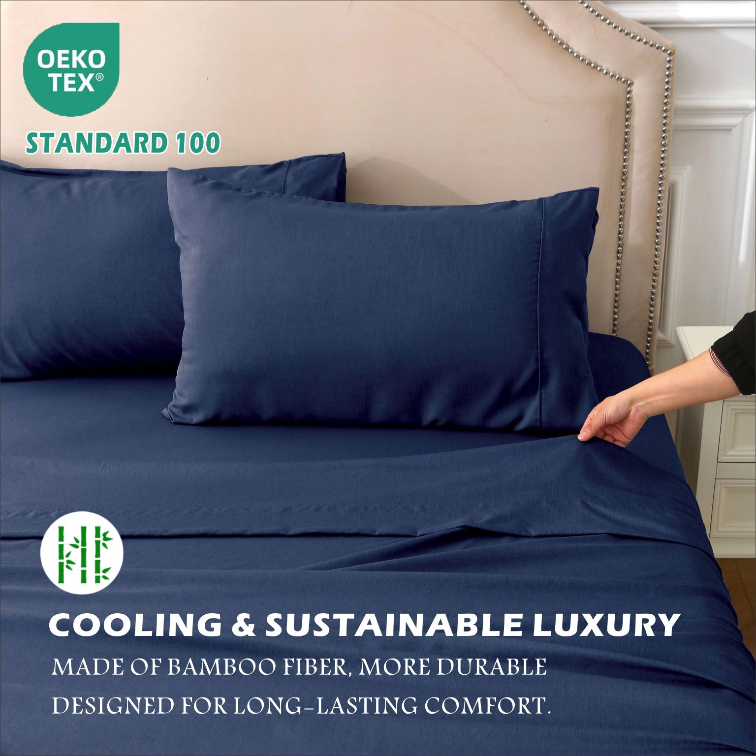 4 Piece Hotel Bamboo Cooling Sheet Set -Ultra Soft 2000TC Breathable Bed view 6