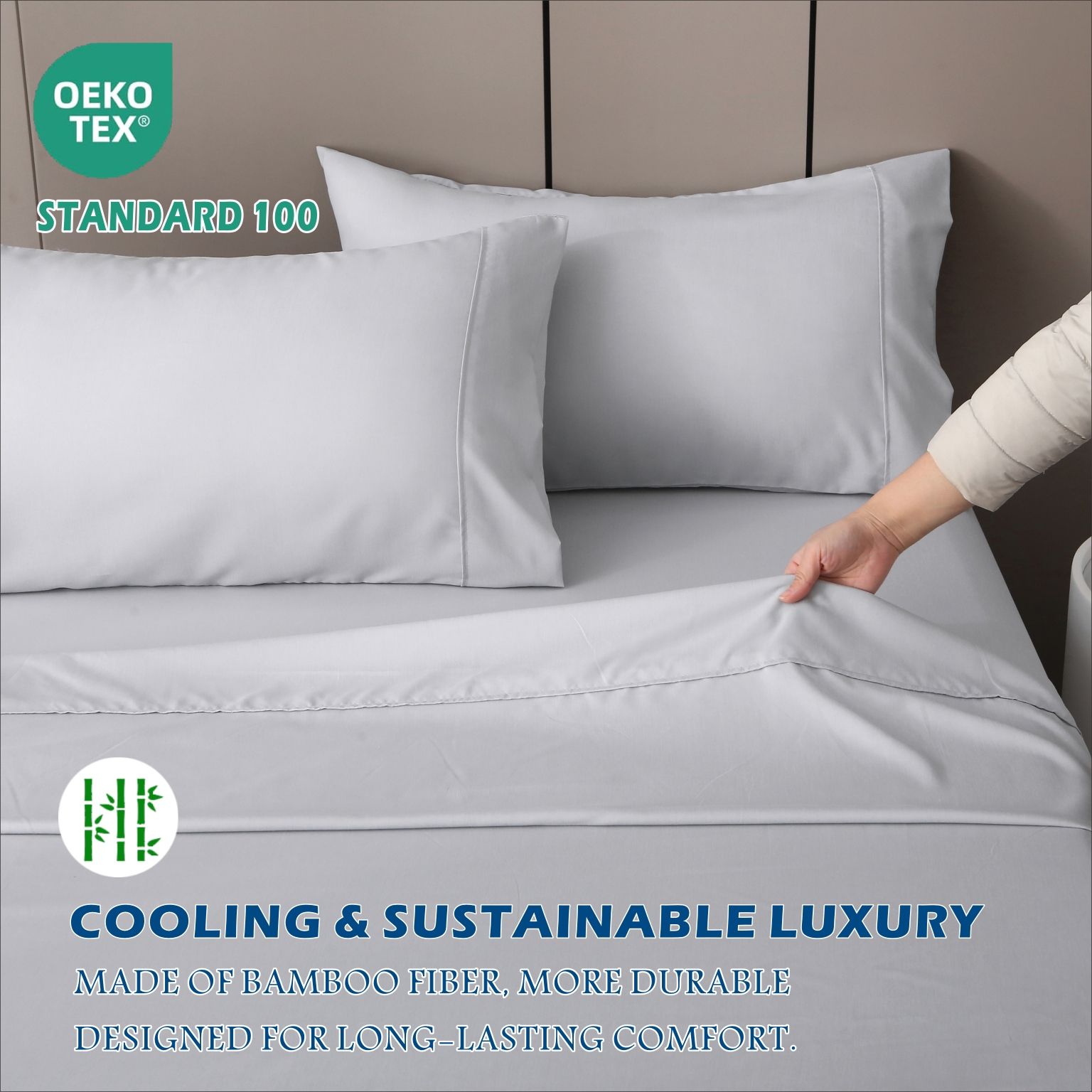 4 Piece Hotel Bamboo Cooling Sheet Set -Ultra Soft 2000TC Breathable Bed view 6