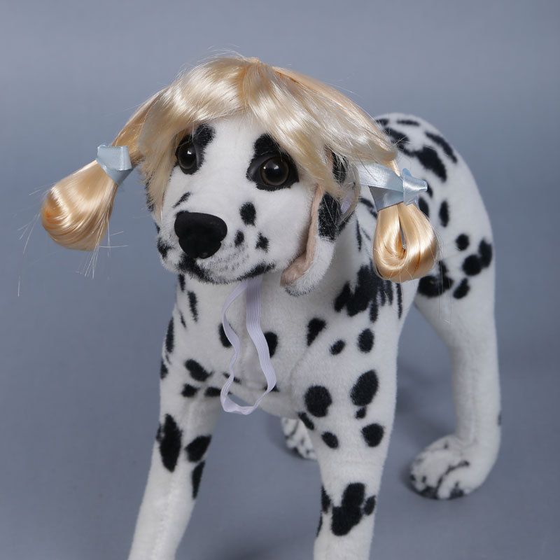 Pet Dog Wig Gold Braided Style Beautiful Si Ni
