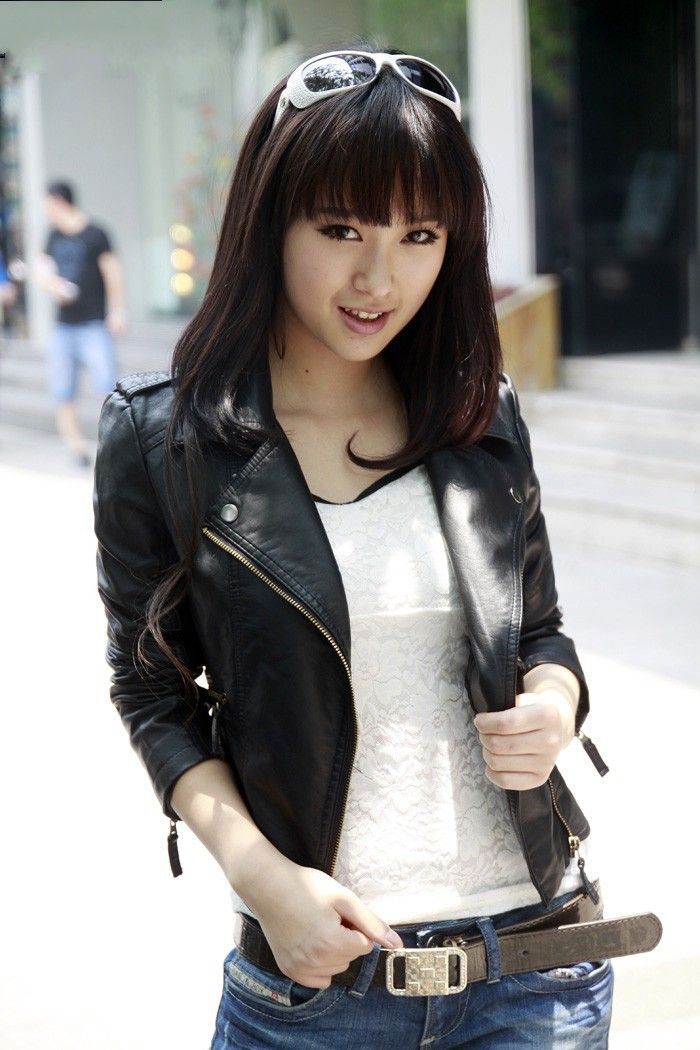 Women PU Leather Jacket Lapel Korean Style Black with cotton XXXL view 2