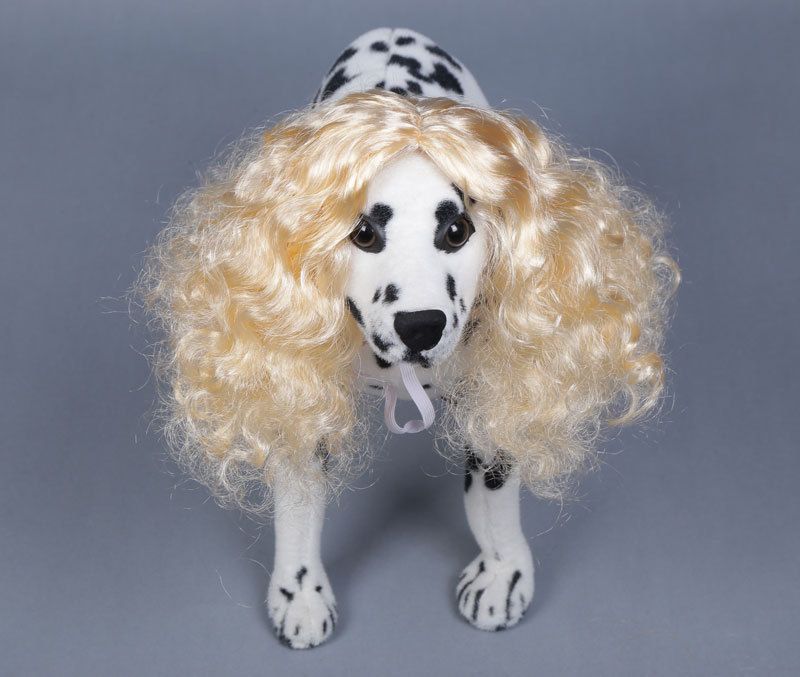 Pet Wig Long Curly Light Gold K Silk P Silk