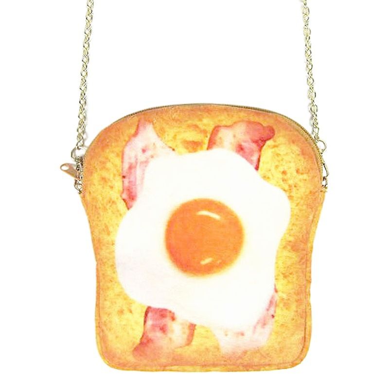 Plush Mini Chain Bag Toast Design Phone Holder Chocolate roll toast packet view 2