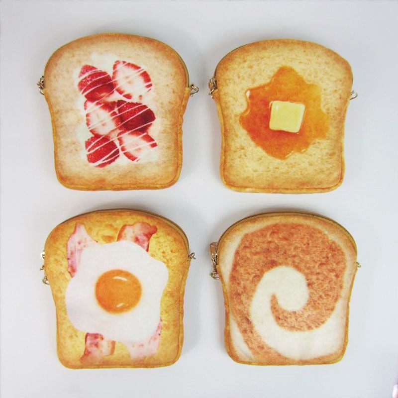 Plush Mini Chain Bag Toast Design Phone Holder Chocolate roll toast packet view 3