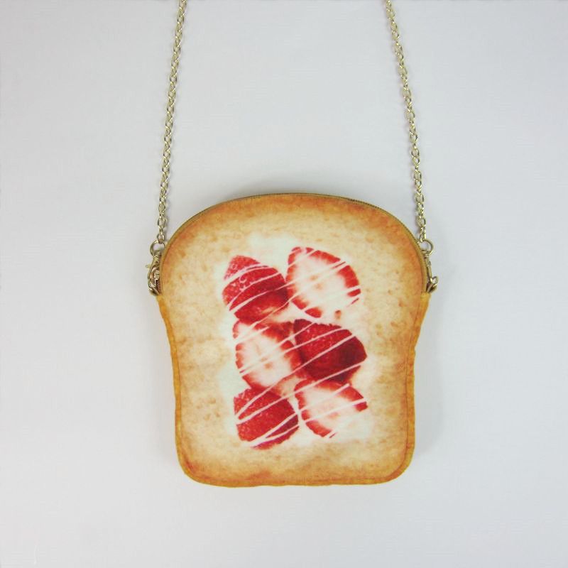 Plush Mini Chain Bag Toast Design Phone Holder Chocolate roll toast packet view 5