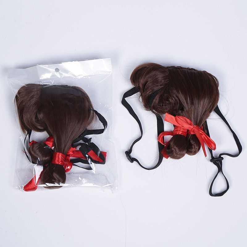 Pet Dog Wig Gold Braided Style Beautiful Si Ni Dark brown view 4