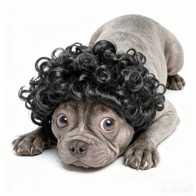 Dog Wig Funny Explosion Short Curly Hair Purple view 2