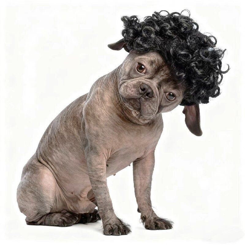 Dog Wig Funny Explosion Short Curly Hair Purple view 4