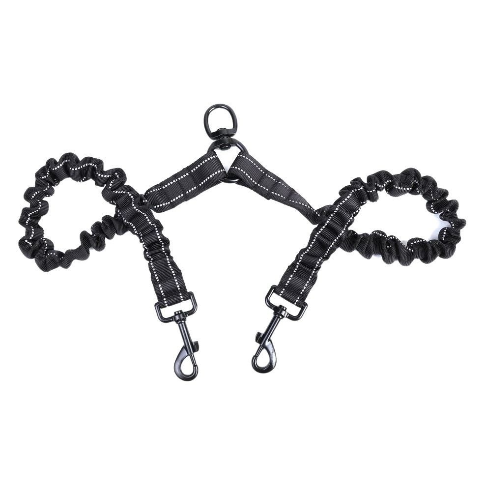 hcpet Pet Double Leash Nylon Retractable 2 in 1 Black view 2