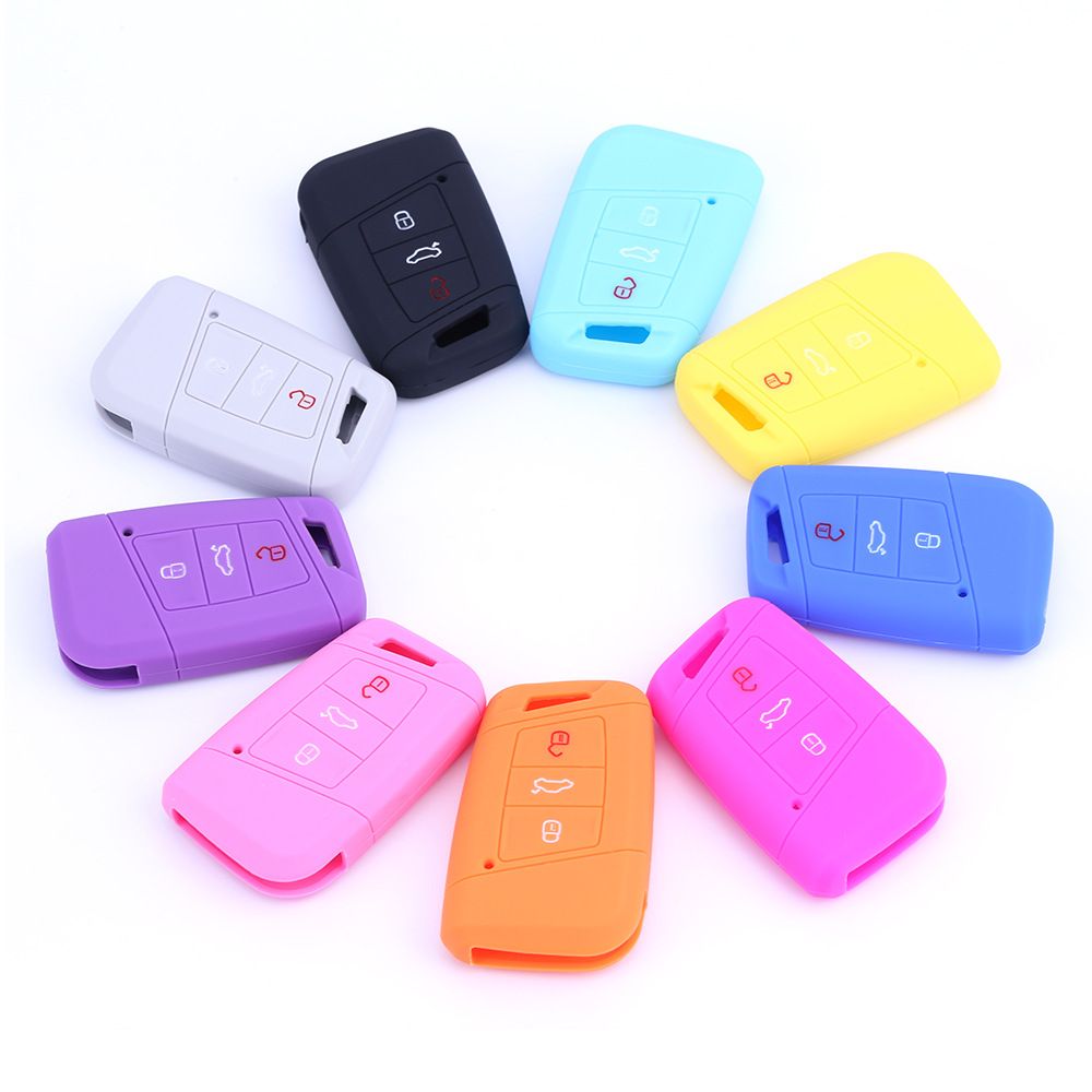 Silicone Key Case for VW Golf 7 Magotan Tiguan L Yellow view 2