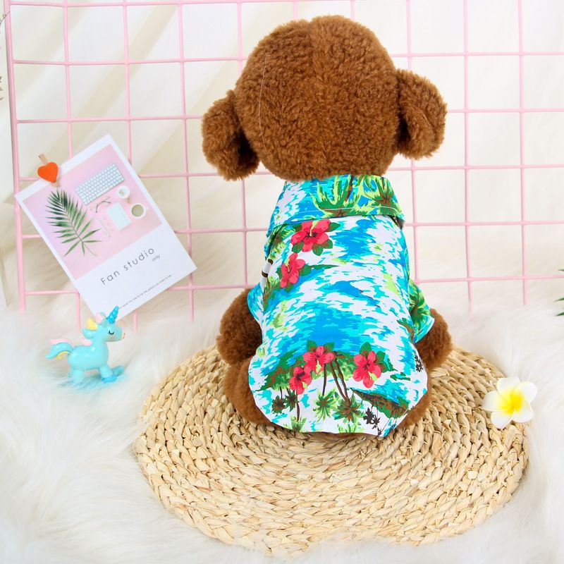 Pet Shirt Hawaii Print Odd Pet Dog Cat Hawaiian Blue XXL