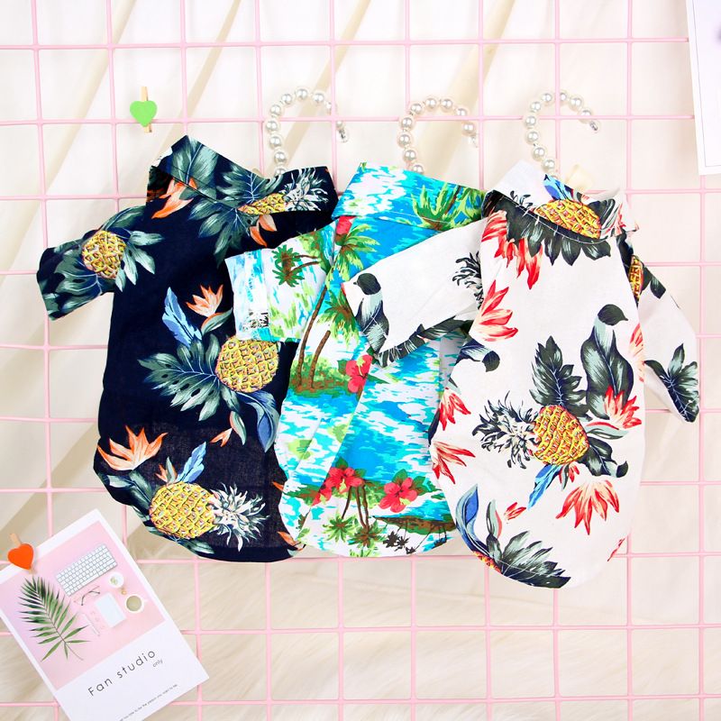 Pet Shirt Hawaii Print Odd Pet Dog Cat Hawaii White view 2
