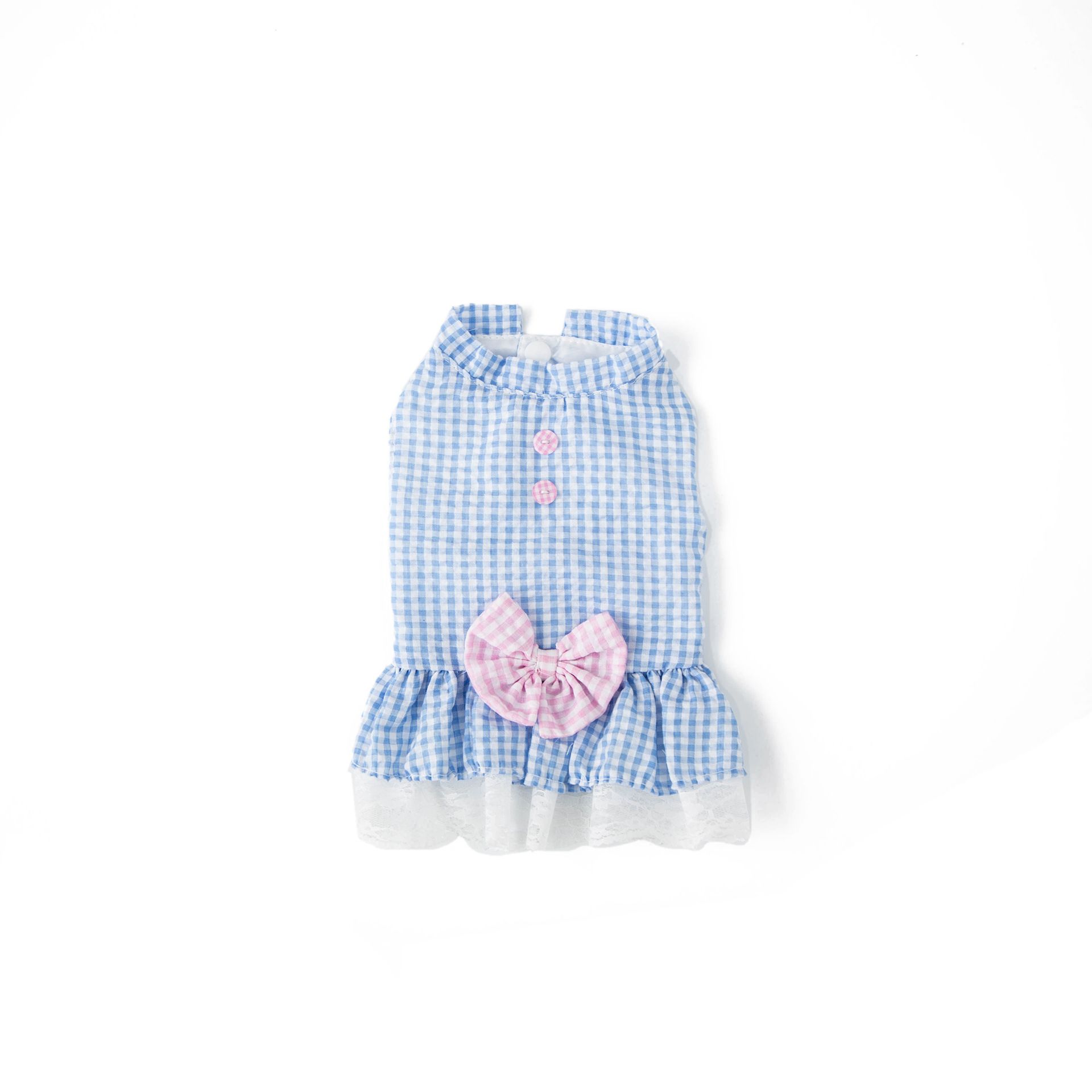 Pet Dog Princess Skirt Cloth Casual Style Plaid Skirt Blue L