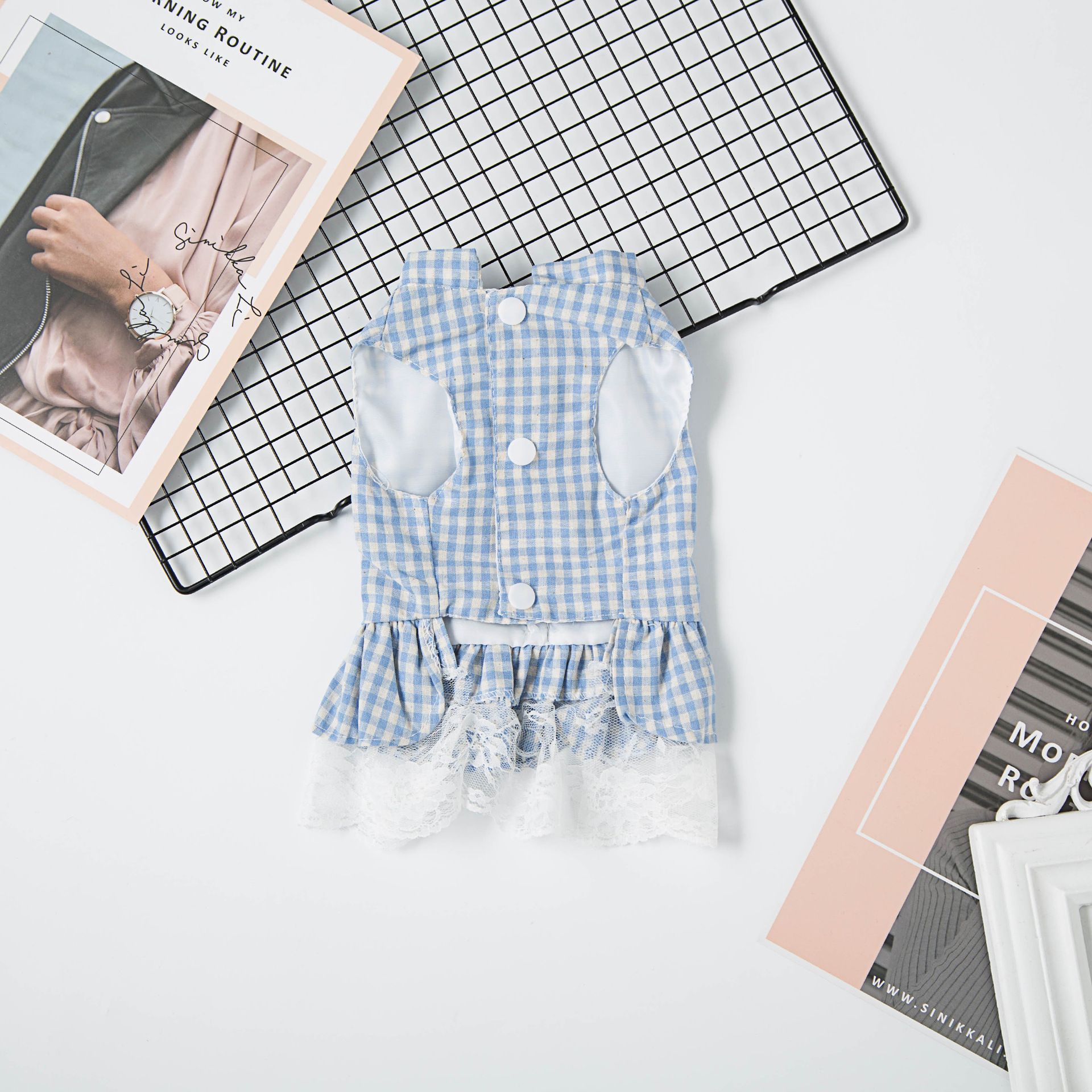 Pet Dog Princess Skirt Cloth Casual Style Plaid Skirt Pink XS view 4