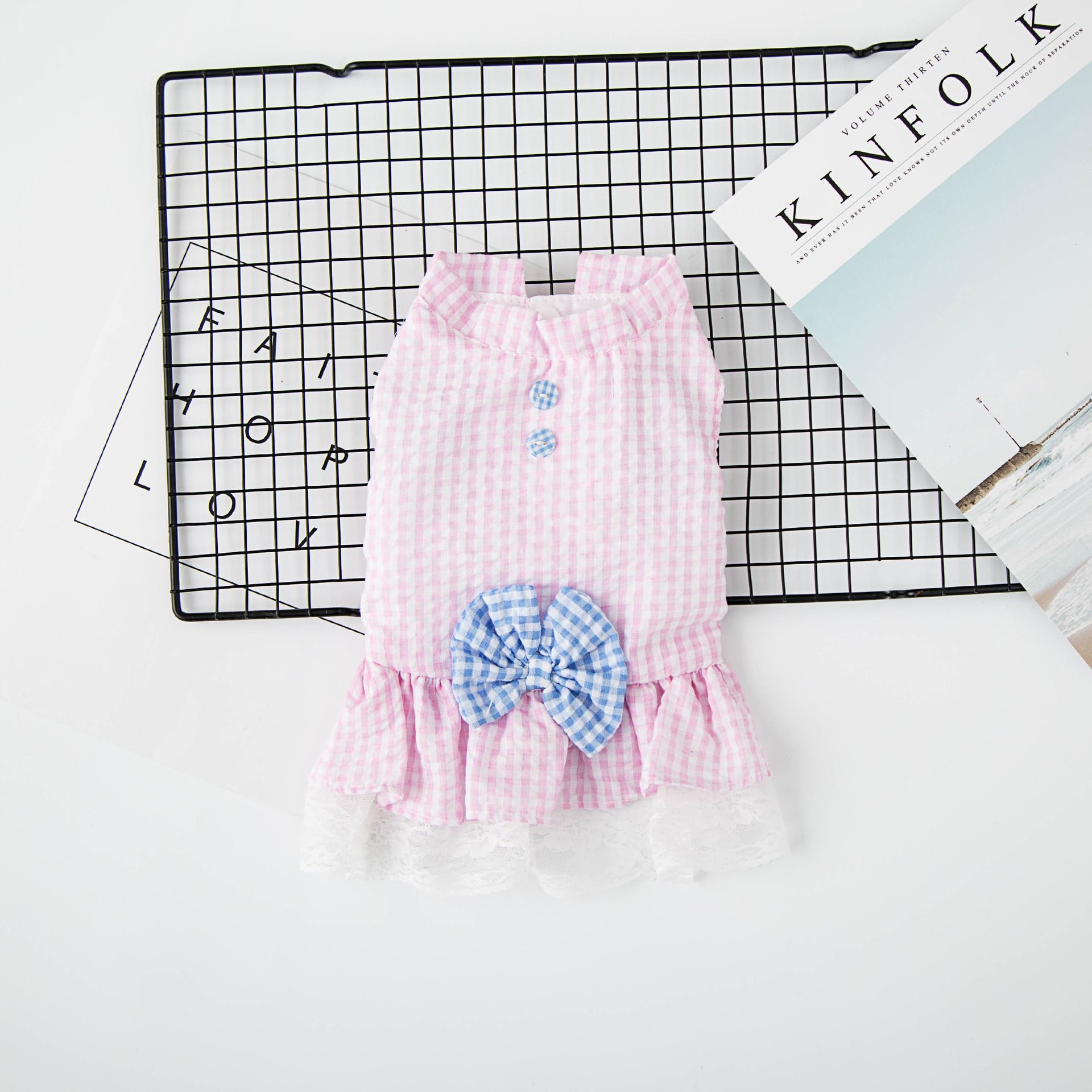 Pet Dog Princess Skirt Cloth Casual Style Plaid Skirt Pink XXL