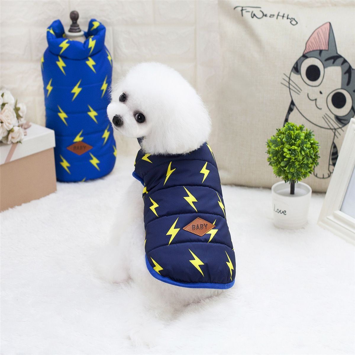 Dog Winter Clothes Two Legged Warm Cotton Black S view 5