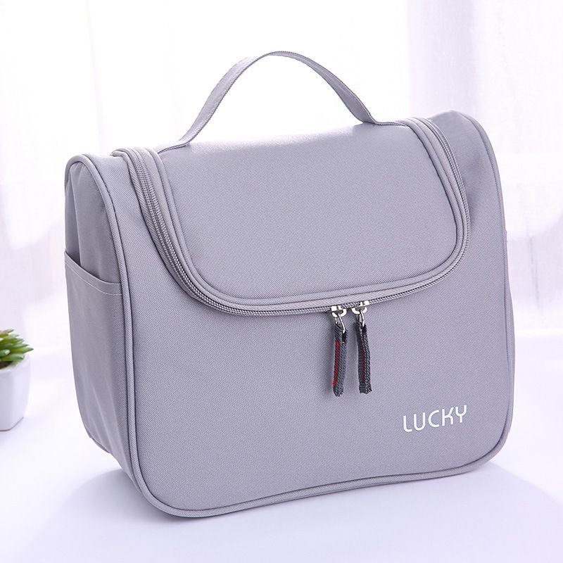 Angelica dahurica Travel Cosmetic Bag Large Waterproof Gray Large size