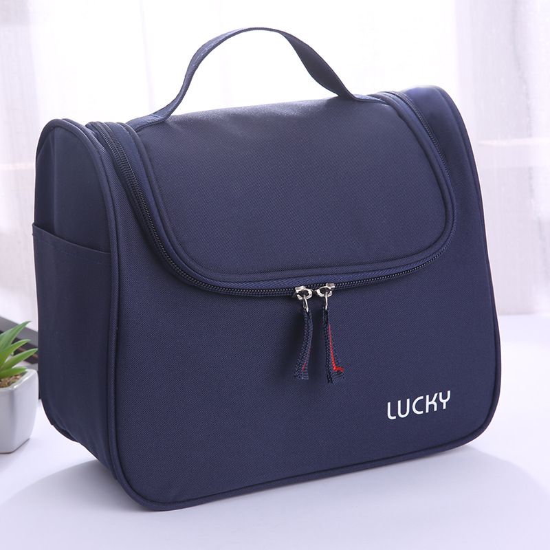 Angelica dahurica Travel Cosmetic Bag Large Waterproof Navy blue Large size