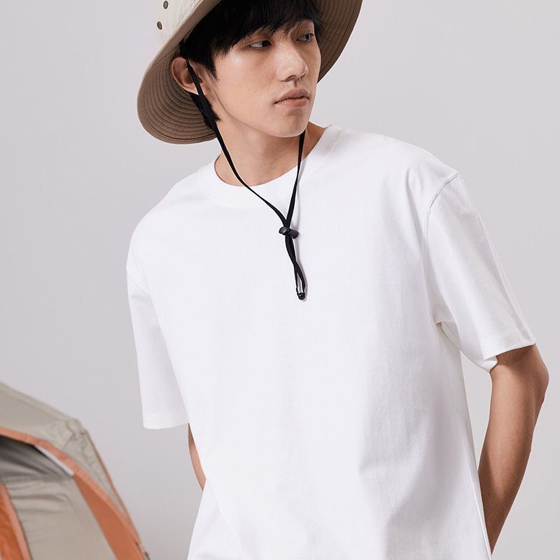 270g Cotton T Shirt Men Short Sleeve Crewneck White M (suitable for 55.00 view 4