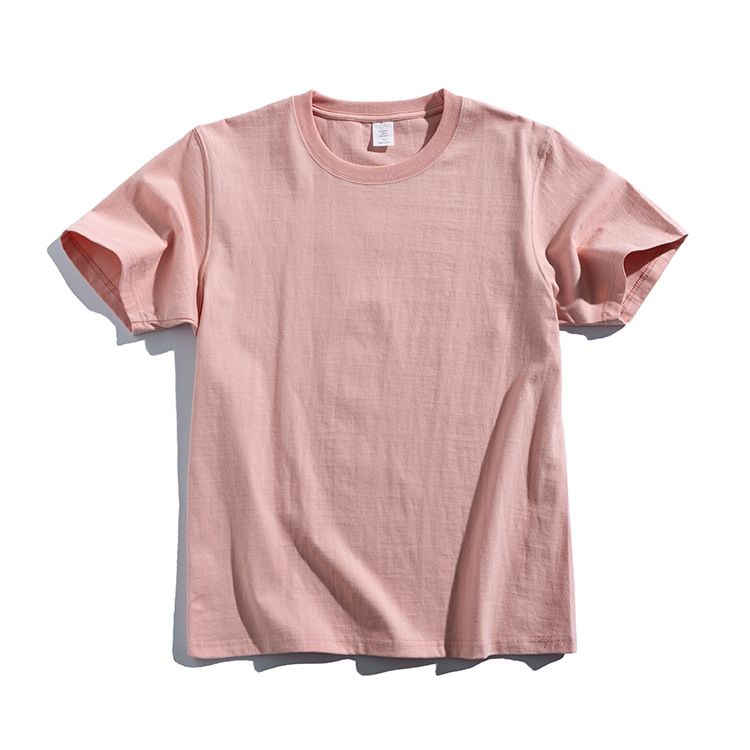 270g Cotton T Shirt Men Short Sleeve Crewneck Pink XXXL (suitable for 85.00
