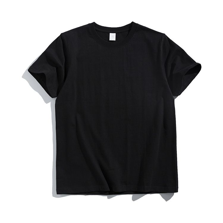 270g Cotton T Shirt Men Short Sleeve Crewneck Black XL (suitable for 70.00