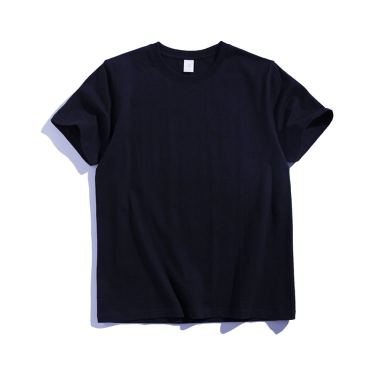 270g Cotton T Shirt Men Short Sleeve Crewneck Navy blue S (suitable for 45.00