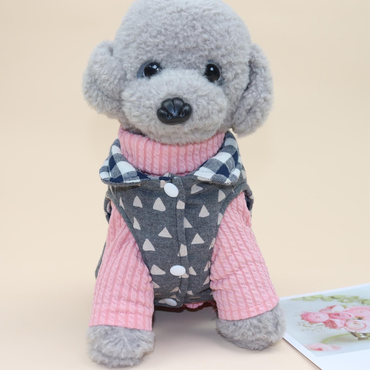 Dog Vest Qipet Reversible Winter Cotton Padded Medium Double-sided vest blue gray view 3