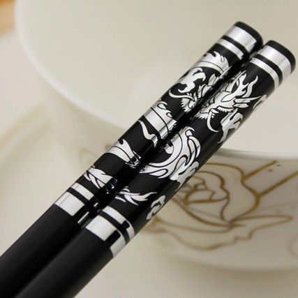 Chuangjian Alloy Dragon Pattern Chopsticks Custom Logo H028 black chrome