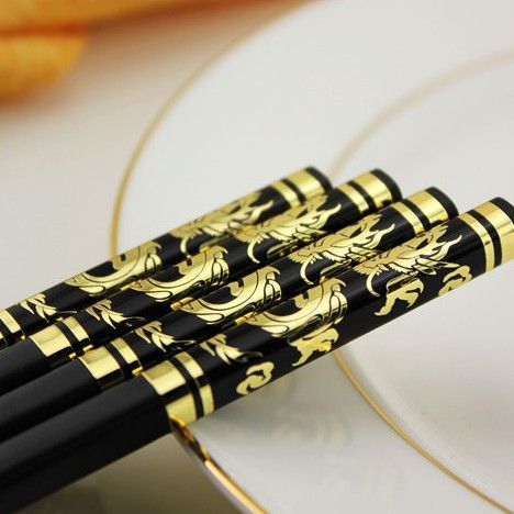 Chuangjian Alloy Dragon Pattern Chopsticks Custom Logo H028 black chrome view 3