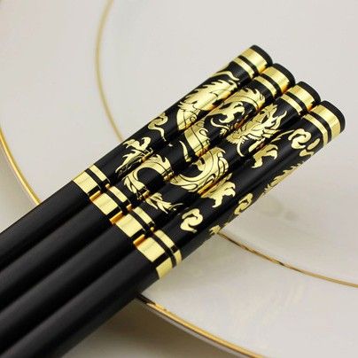 Chuangjian Alloy Dragon Pattern Chopsticks Custom Logo H028 black chrome view 4