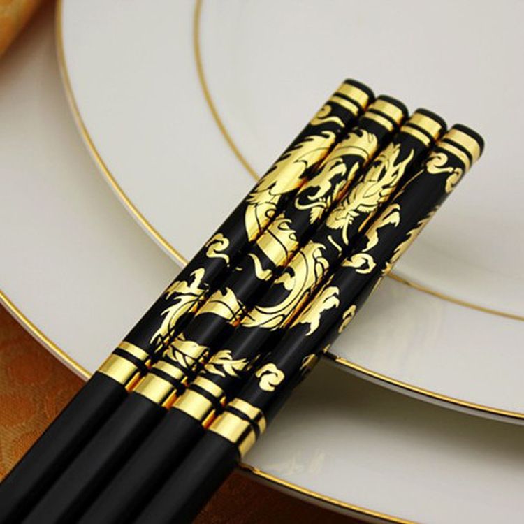 Chuangjian Alloy Dragon Pattern Chopsticks Custom Logo H028 black chrome view 5