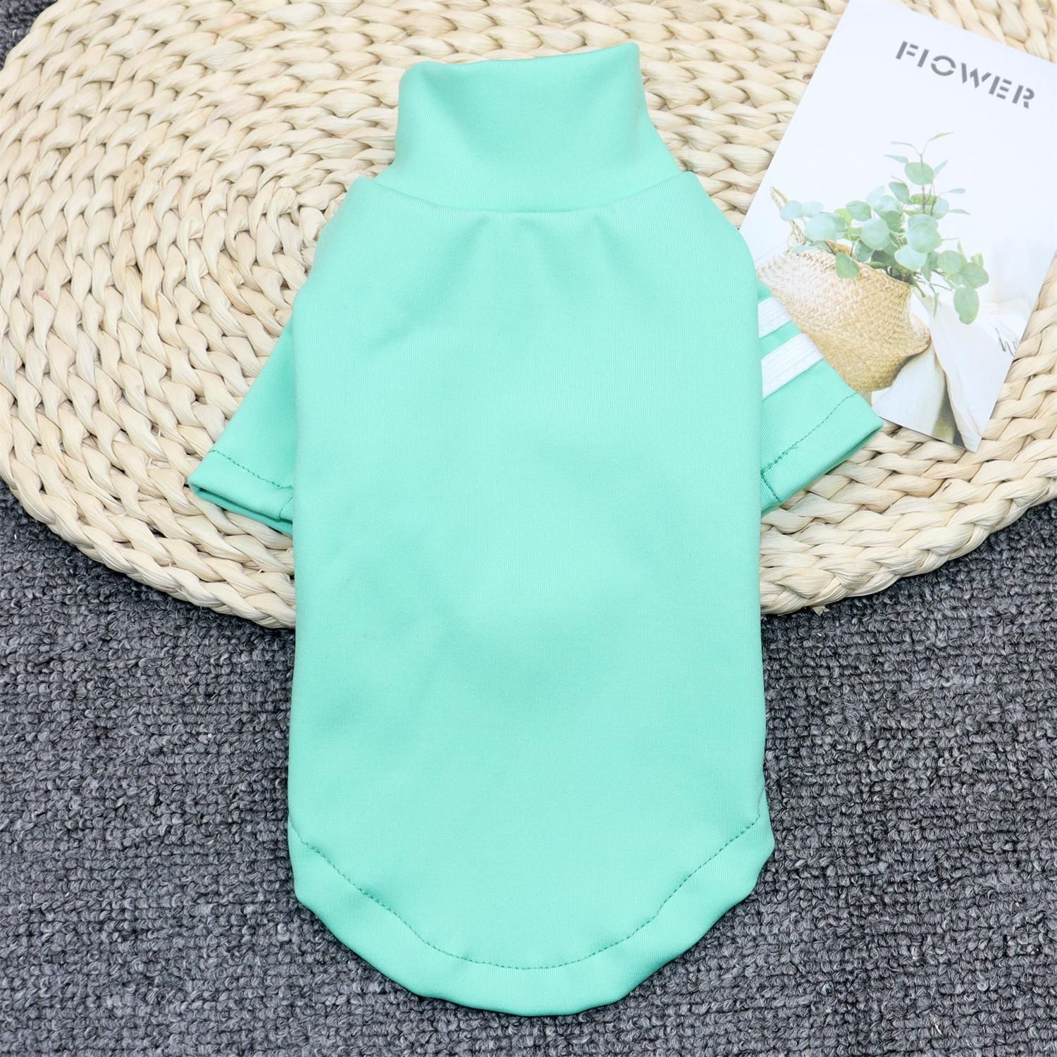 Dog Clothes Pet Clothing High Collar Base Shirt Two-bar bottoming shirt green M