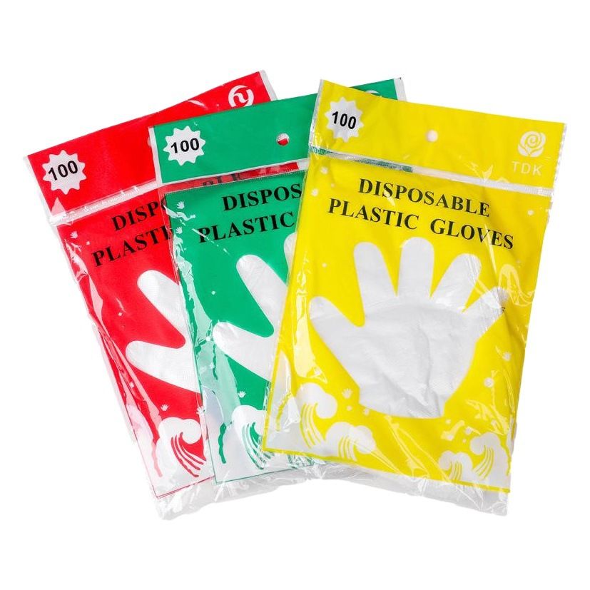 Disposable PE Gloves Food Grade 50 Count M Color bags -100