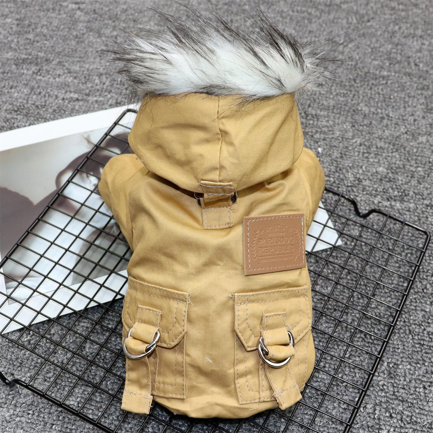 Odd Pet Thickened Cotton Dog Clothes Small Breed Winter Mountaineering Suit khaki