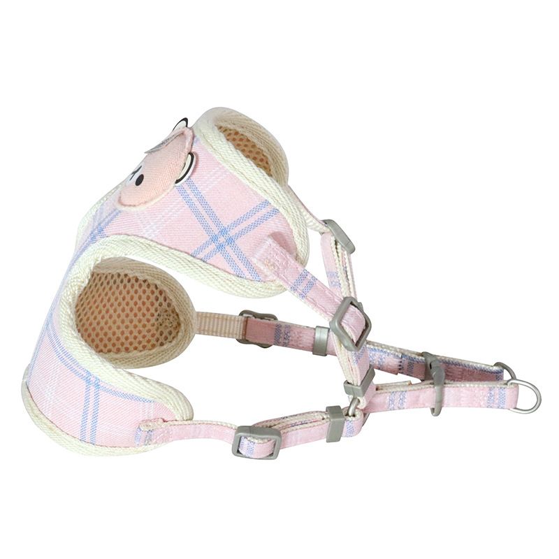 Zichen Dog Chest Strap with Snack Bag Plaid Pink 1.5 lattice cartoon bear net view 2